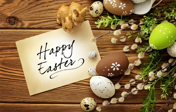 Eggs, Easter, rabbits, Verba, flowers, spring, Easter, eggs