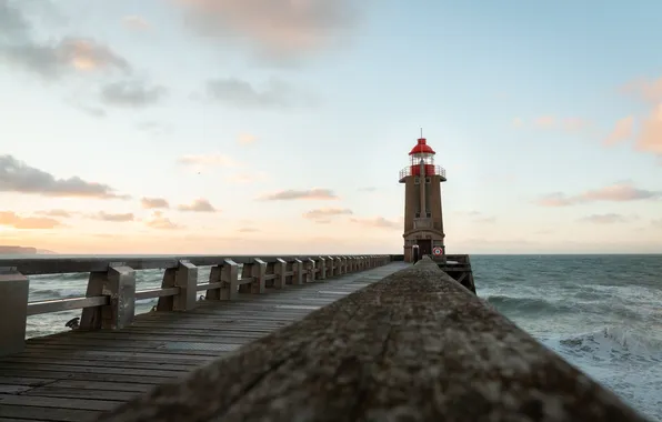 Picture sea, France, lighthouse, Marina, pier, Fecan