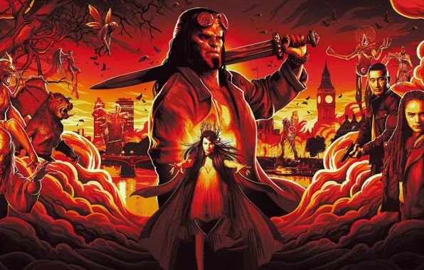 Fiction, art, poster, Hellboy, Hellboy: the revival of the bloody Queen