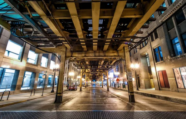 Chicago, wellsstreet, Underneath the L Tracks