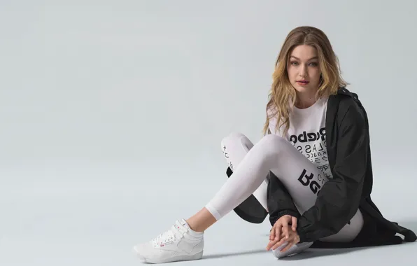 Look, pose, model, makeup, hairstyle, hair, Reebok, Gigi Hadid