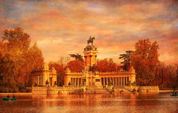 Picture the sky, Park, Spain, canvas, monument, Madrid