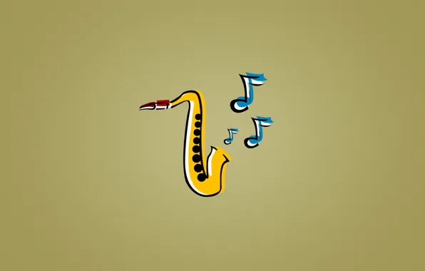 Picture blue, yellow, notes, music, jazz, Saxophone, jazz, saxophone