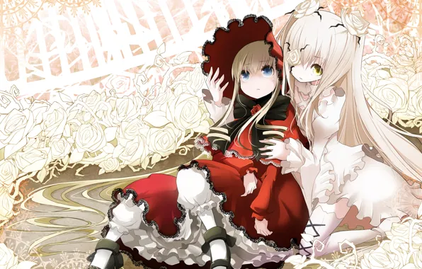 Doll, doll, sisters, rozen maiden, vintage, enemies, tavern, Virgin rose