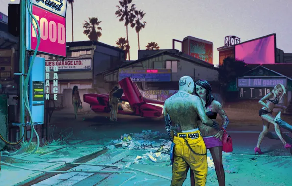 Picture The city, The game, Neon, Street, People, Art, CD Projekt RED, Cyberpunk 2077