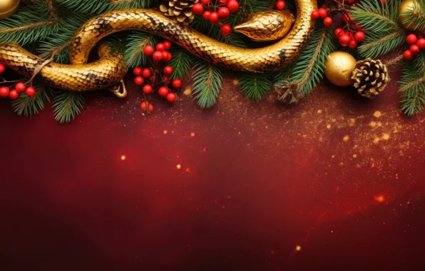 Balls, branches, berries, Shine, snake, scales, sequins, fruit
