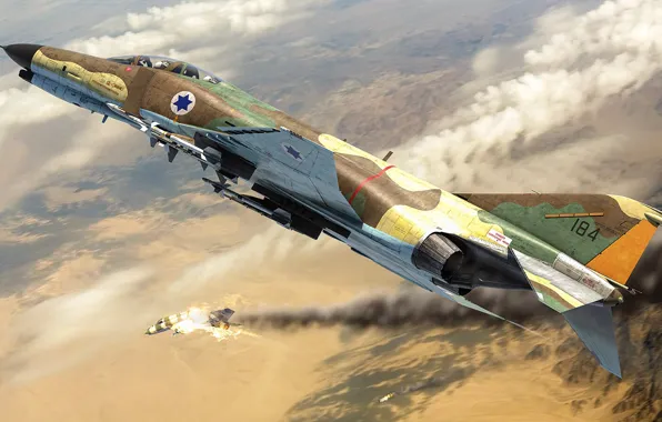 Wallpaper double, The MiG-21, Israeli air force, McDonnell Douglas F-4 ...