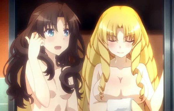 Girl, sexy, long hair, brown hair, boobs, anime, beautiful, pretty