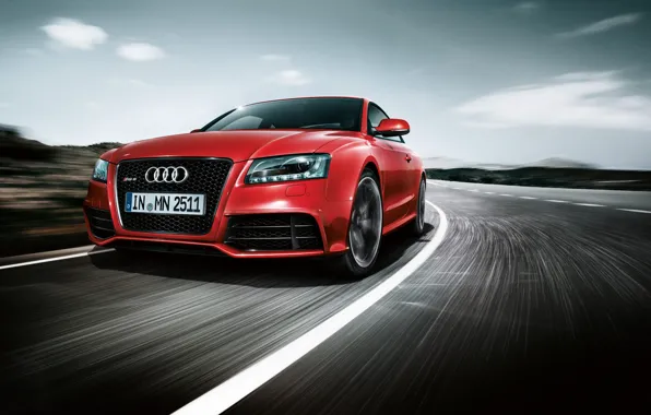 Picture road, red, Audi, speed, RS5
