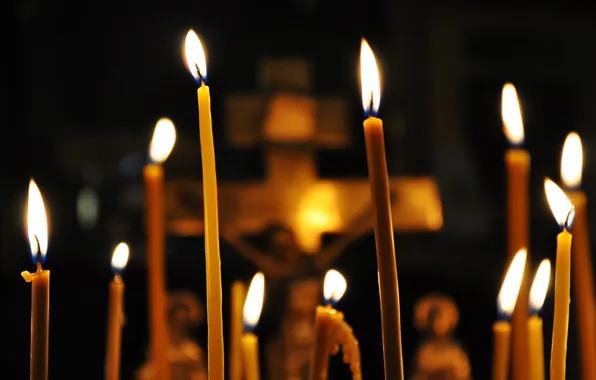 Picture light, fire, Candles, Church, Cathedral, wax, the crucifixion