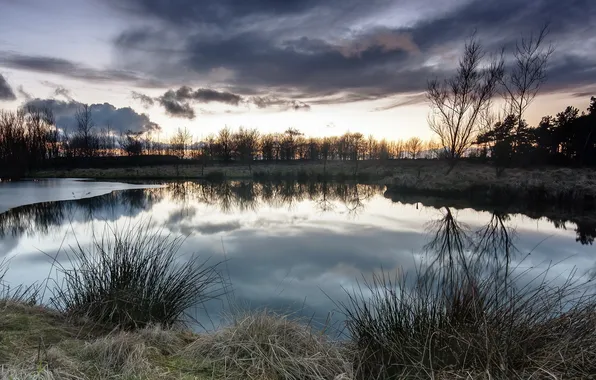 Landscape, sunset, lake