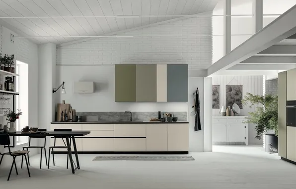 Style, Villa, interior, Italy, kitchen, dining room, dining area, Italian design