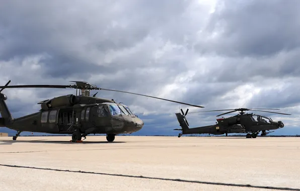 USA, AH-64 Apache, UH-60 Black Hawk, helicopters