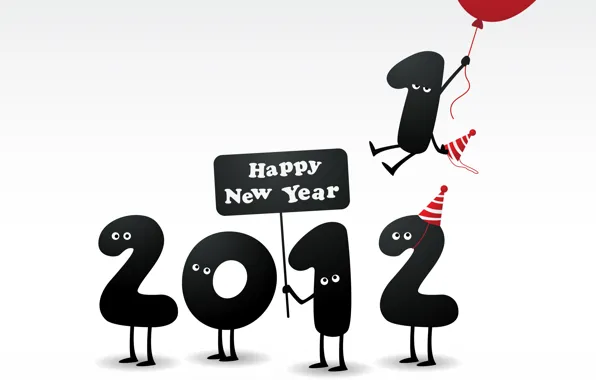 2012, year, happy new year, 1 flew away, a balloon