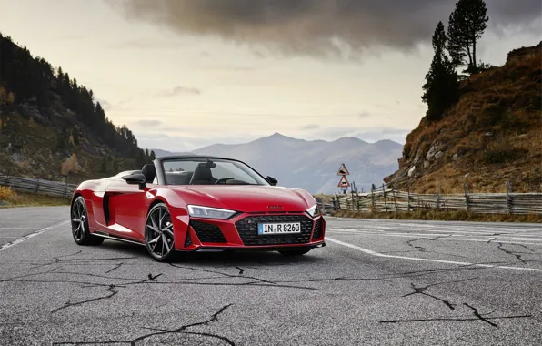 Mountains, Audi, Audi R8, Spyder, V10, 2020, RWD