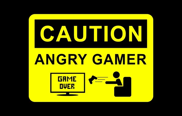 Picture warning, joystick, sign, game over, Caution