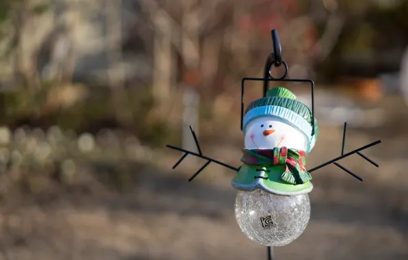 Branches, nature, toy, ball, Christmas, New year, snowman, hanging