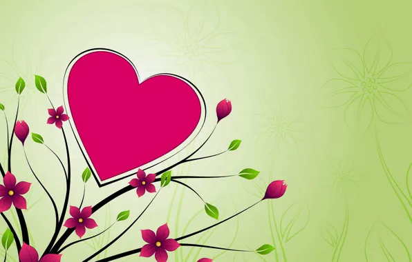Picture flowers, background, heart, Wallpaper
