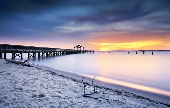 Picture sea, sunset, bridge, United States, Prince William, Virginia