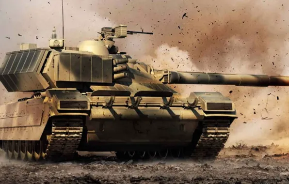 Technique, tank, polygon, weapons, Armata, fighting