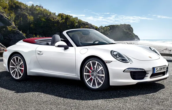 Sea, white, the sky, 911, supercar, convertible, porsche, Porsche