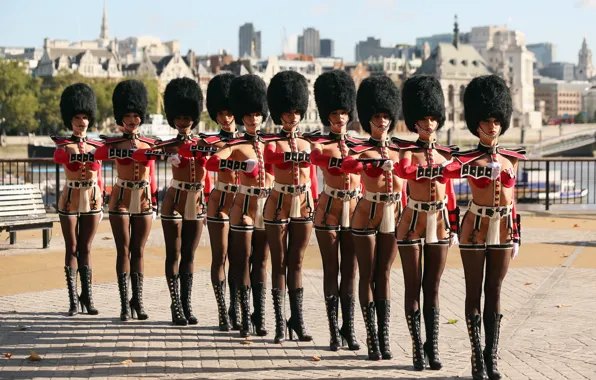 Hat, London, gloves, legs, stockings, boots, cabaret, guard