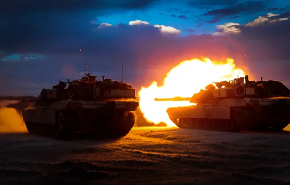 Weapons, shot, tanks, M1A1 Abrams