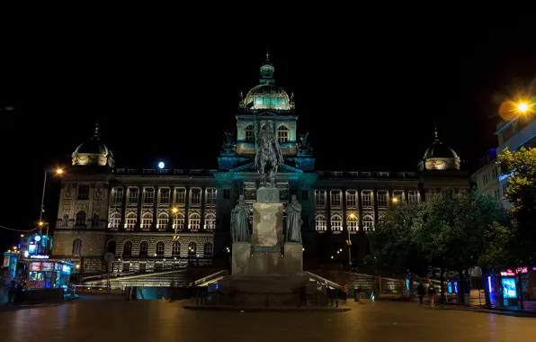 Night, Prague, Czech Republic, monument, Palace