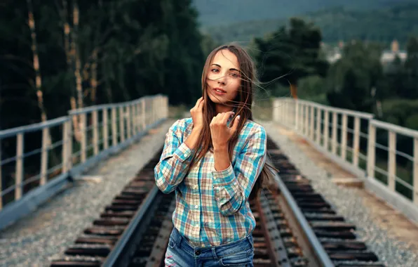 Jeans, cell, shirt, brown-eyed, Dasha