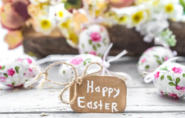 Picture flowers, Easter, happy, flowers, spring, Easter, eggs, decoration