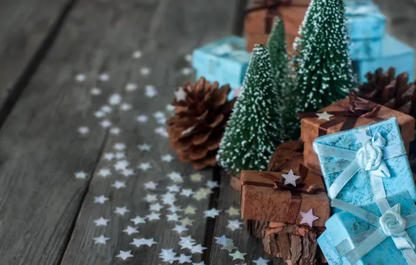 Tree, gifts, bump, confetti