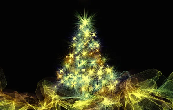 Stars, light, line, abstraction, lights, tree, new year, vector