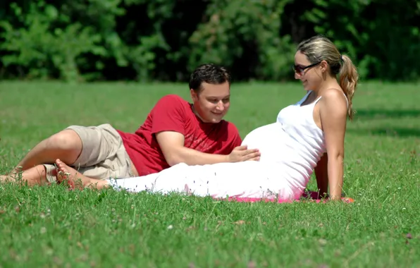 Field, grass, love, family, pair, mom, dad, pregnancy