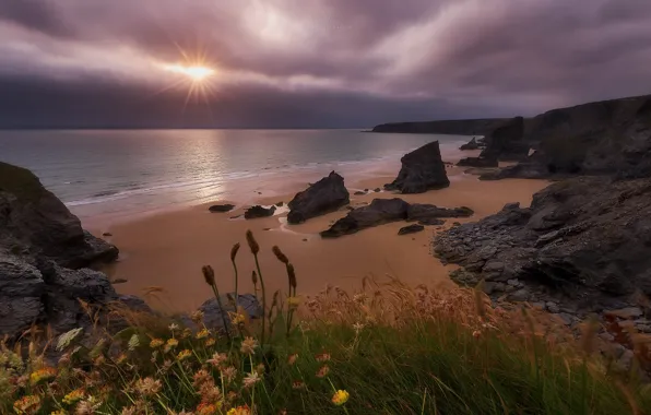 Picture sea, sunset, shore