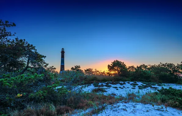 Picture landscape, sunset, lighthouse