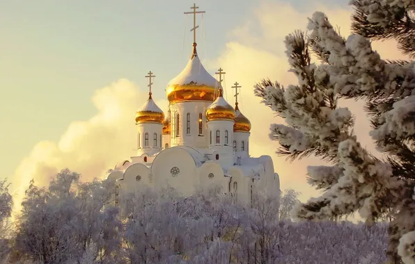 Snow, Winter, Temple