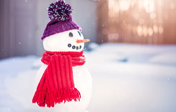 Picture New Year, Christmas, snowman, Christmas, winter, snow, decoration, Merry