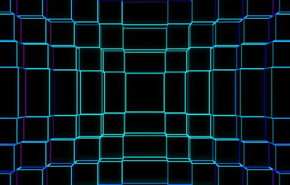 Abstraction, neon, blue, neon, abstraction, luminous grid, geometric grid, luminous grid