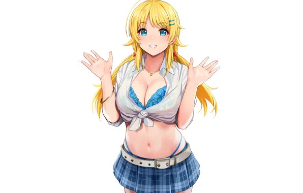 Girl, sexy, lingerie, bra, cleavage, long hair, boobs, anime