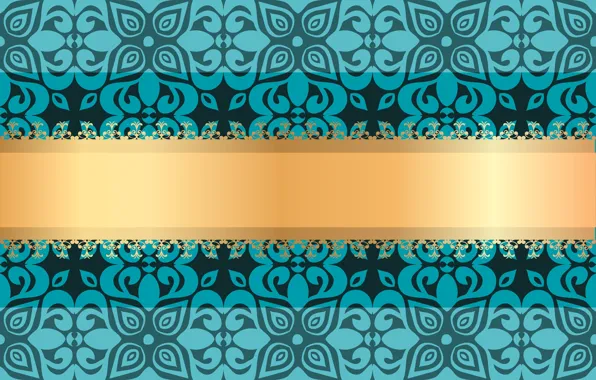 Picture flowers, background, texture, ornament, green background, gold ribbon