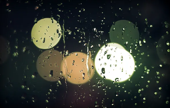 Picture glass, macro, light, lights, photo, mood, rainy night