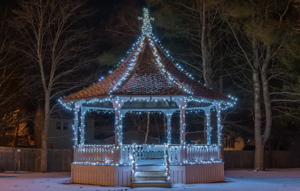 Lights, the evening, garland, gazebo