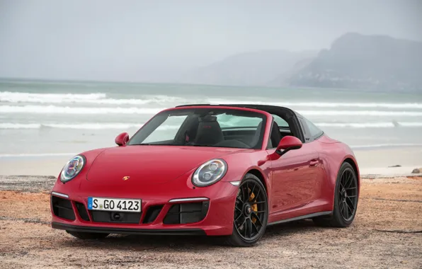 Sea, fog, 911, Porsche, Red, car, Porsche, sea