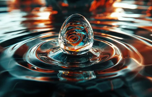 Picture abstraction, sphere, abstraction, digital art, sphere, digital art, circles on the water, water circles