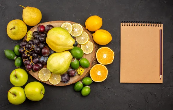 Apples, grapes, quince