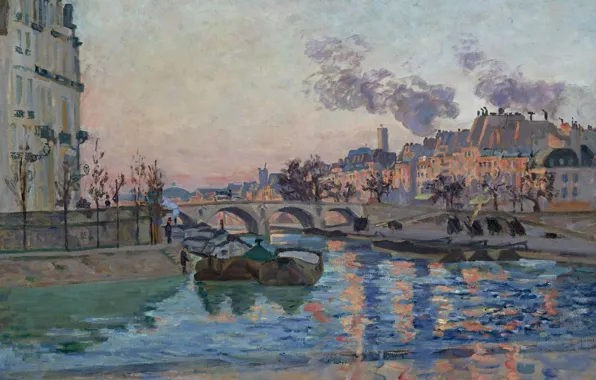 River, picture, the urban landscape, Arman Hyomin, Armand Guillaumin, Paris. Marie Bridge