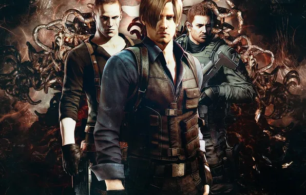 Picture Resident Evil, Resident Evil 6, Leon Scott Kennedy, Chris Redfield, Jake Muller, Biohazard 6