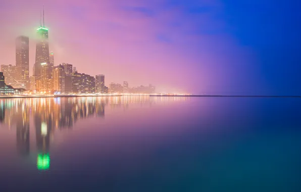 The city, lights, exposure, Chicago, Chicago, Lake, Buildings, Skyscrapers