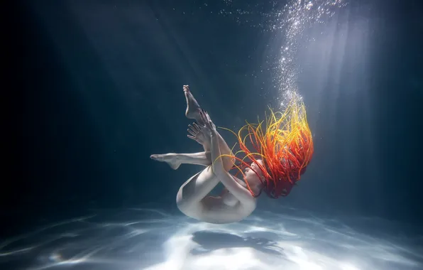 BODY, WATER, BUBBLES, REDHEAD, DREADLOCKS, Photographer Slava Grebenkin, Model Olga Gorlachuk