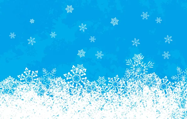 White, snowflakes, blue, new year